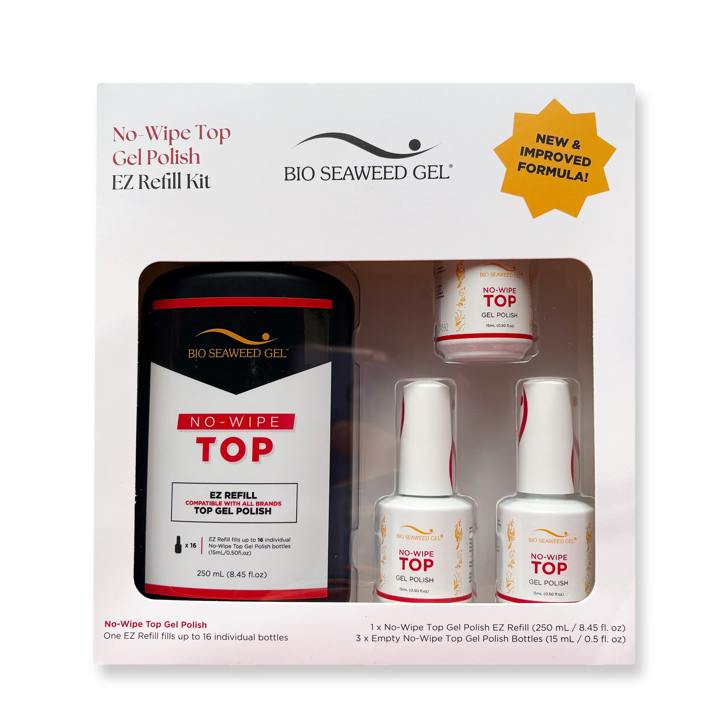 No - Wipe Top Gel Polish EZ Refill Kit - Bio Seaweed Gel USA