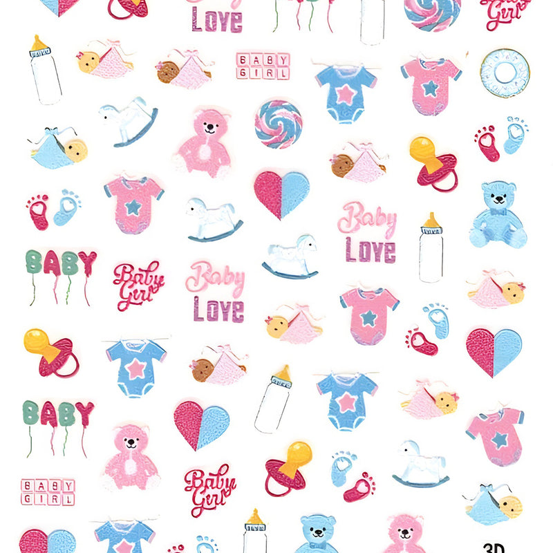 Baby Girl and Boy Nail Art Stickers - Bio Seaweed Gel USA